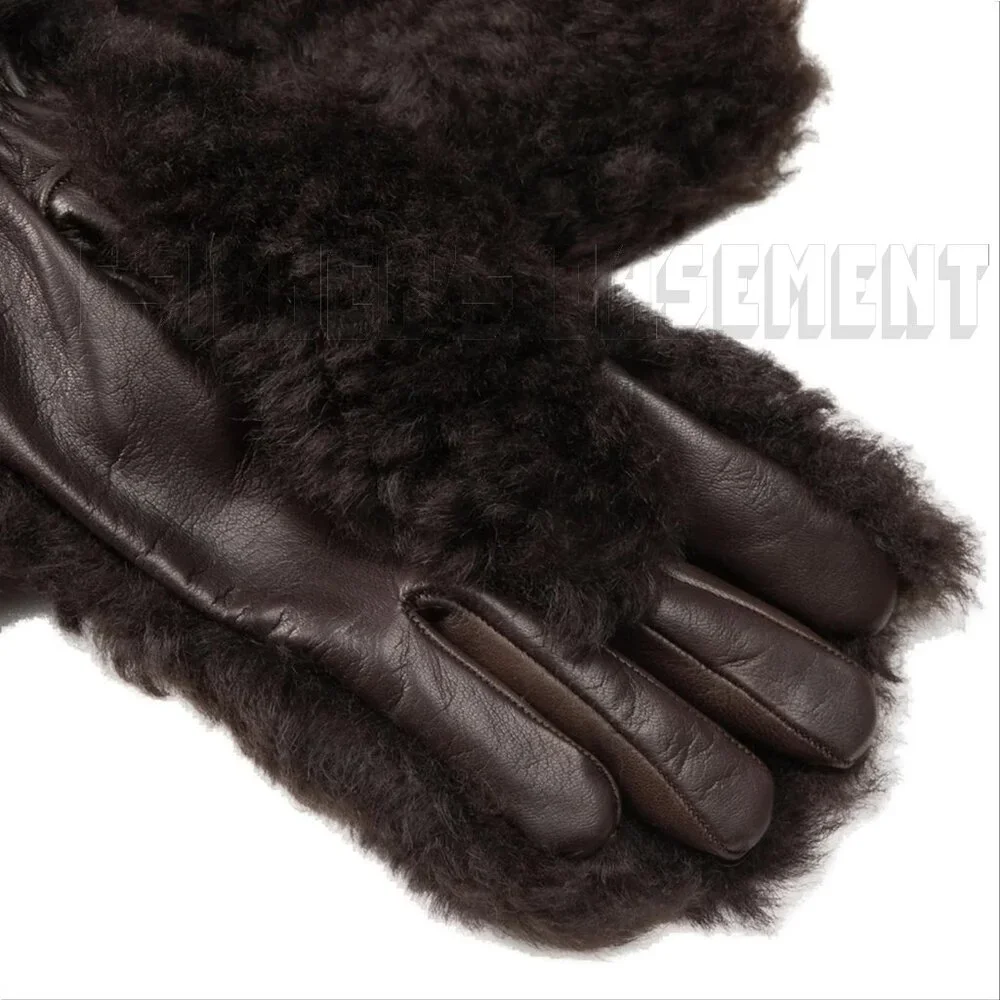 BOTTEGA VENETA size 9 brown TEDDY Shearling and Lambskin cashmere lined Gloves